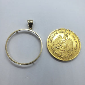 14K Solid Yellow Gold Coin Edge Holder Bezel 38.2mm Pendant