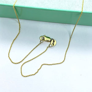 14K Solid Yellow Gold Cable Link 0.75mm Chain Necklace