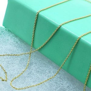 14K Solid Yellow Gold Cable Link 0.75mm Chain Necklace