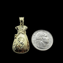 Load image into Gallery viewer, 10K Solid Yellow Gold Money Bag with Dollar Sign Pendant
