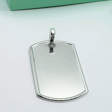 Load image into Gallery viewer, 925 Sterling Silver Raised Border Polished Dog Tag Pendant
