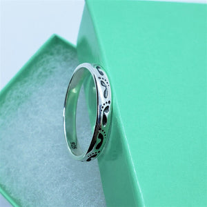 925 Sterling Silver Footprints Stackable Ring