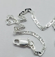 Load image into Gallery viewer, 925 Sterling Silver 3.7mm Flat Mariner Link Bracelet Necklace Chain
