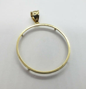 14K Solid Yellow Gold Coin Edge Holder Bezel 38.2mm Pendant