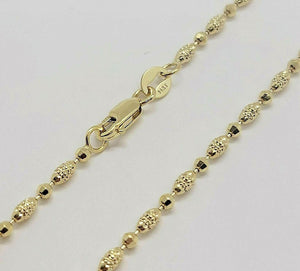 14K Solid Yellow Gold D/C 2mm Bead Necklace Chain