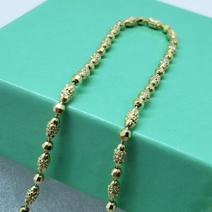 14K Solid Yellow Gold D/C 2mm Bead Necklace Chain