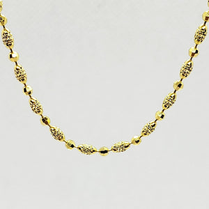 14K Solid Yellow Gold D/C 2mm Bead Necklace Chain