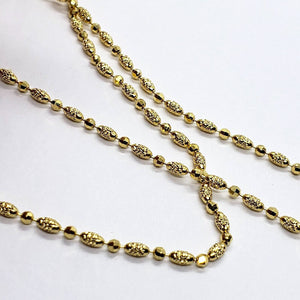 14K Solid Yellow Gold D/C 2mm Bead Necklace Chain