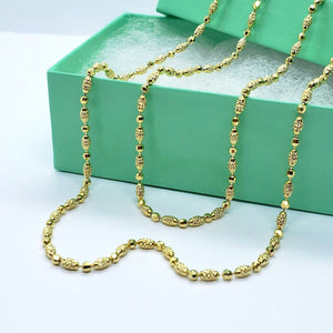 14K Solid Yellow Gold D/C 2mm Bead Necklace Chain