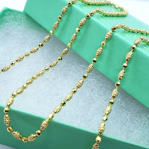 14K Solid Yellow Gold D/C 2mm Bead Necklace Chain