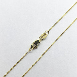 14K Solid Yellow Gold Cable Link 0.75mm Chain Necklace