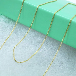 14K Solid Yellow Gold Cable Link 0.75mm Chain Necklace