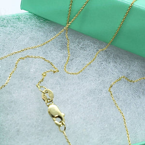 14K Solid Yellow Gold Cable Link 0.75mm Chain Necklace