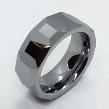 Load image into Gallery viewer, Tungsten Carbide Faceted Dome Octagon Patterns Wedding Band Ring 8mm
