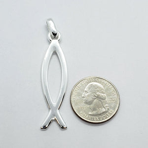 925 Sterling Silver Ichthys Christian Fish Pendant