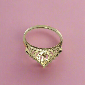 10K 14K Solid Yellow Gold Point Crown Sweet 15 Quinceañera Ring with CZ