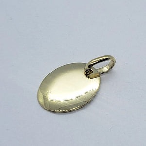 14K Yellow White Gold Plain Oval Dog Tag Pendant