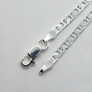 925 Sterling Silver 3.7mm Flat Mariner Link Bracelet Necklace Chain