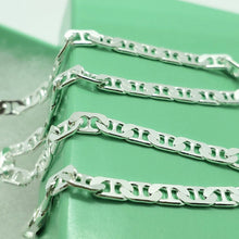 Load image into Gallery viewer, 925 Sterling Silver 3.7mm Flat Mariner Link Bracelet Necklace Chain
