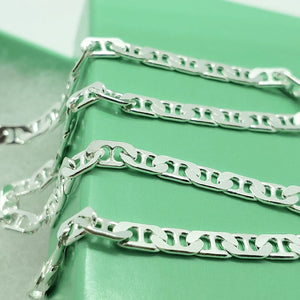 925 Sterling Silver 3.7mm Flat Mariner Link Bracelet Necklace Chain