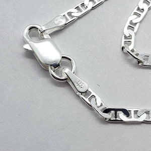 925 Sterling Silver 3.7mm Flat Mariner Link Bracelet Necklace Chain