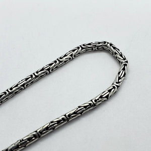 925 Sterling Silver 2.5mm Round Antiqued Finish Byzantine Chain