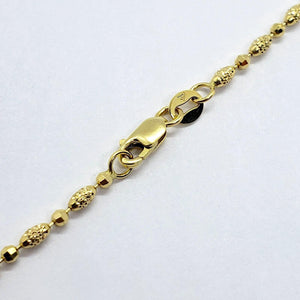 14K Solid Yellow Gold D/C 2mm Bead Necklace Chain