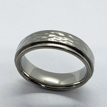 Load image into Gallery viewer, Titanium Hammered Ring Band with Beveled Edges
