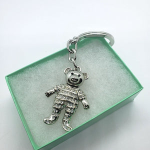 Movable Jeweled Teddy Bear with Crystal Keychain Keyring