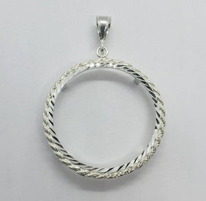 925 Sterling Silver Eagle Rope Bezel for 41mm Coins 1oz Dollar Coin