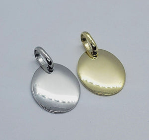 14K Yellow White Gold Plain Oval Dog Tag Pendant