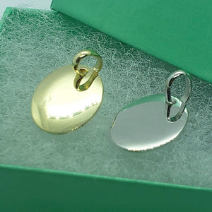 14K Yellow White Gold Plain Oval Dog Tag Pendant