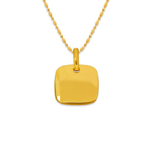 14K Yellow White Gold Plain Rectangular Square Dog Tag Pendant