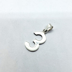 925 Sterling Silver Number 3 Pendant Charm with/out Chain