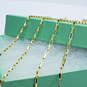 14K Solid Yellow Gold Box Open Link Chain Necklace