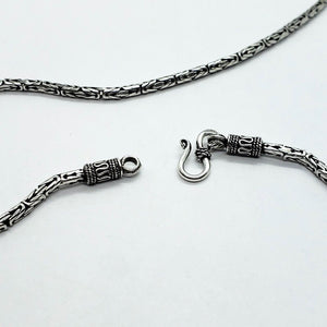 925 Sterling Silver 2.5mm Round Antiqued Finish Byzantine Chain