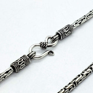 925 Sterling Silver 2.5mm Round Antiqued Finish Byzantine Chain