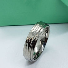 Load image into Gallery viewer, Titanium Hammered Ring Band with Beveled Edges
