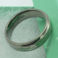 Load image into Gallery viewer, Titanium Hammered Ring Band with Beveled Edges
