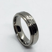 Load image into Gallery viewer, Titanium Hammered Ring Band with Beveled Edges
