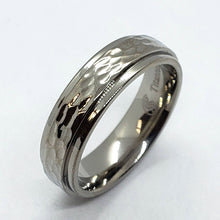 Load image into Gallery viewer, Titanium Hammered Ring Band with Beveled Edges
