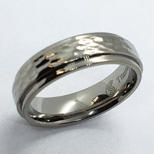 Load image into Gallery viewer, Titanium Hammered Ring Band with Beveled Edges
