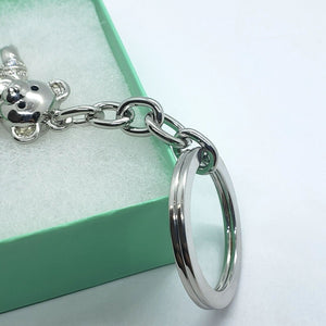 Movable Jeweled Teddy Bear with Crystal Keychain Keyring