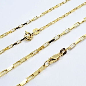 14K Solid Yellow Gold Box Open Link Chain Necklace