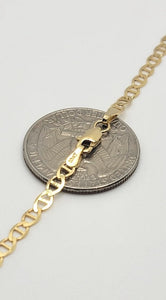 10K Solid Yellow Gold Mariner 3.2mm ~ 6mm Chain Bracelet Necklace