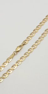 10K Solid Yellow Gold Mariner 3.2mm ~ 6mm Chain Bracelet Necklace