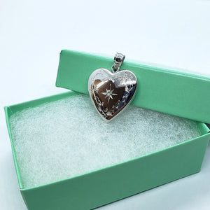 925 Sterling Silver Diamond Heart Locket for Pictures with/out Necklace