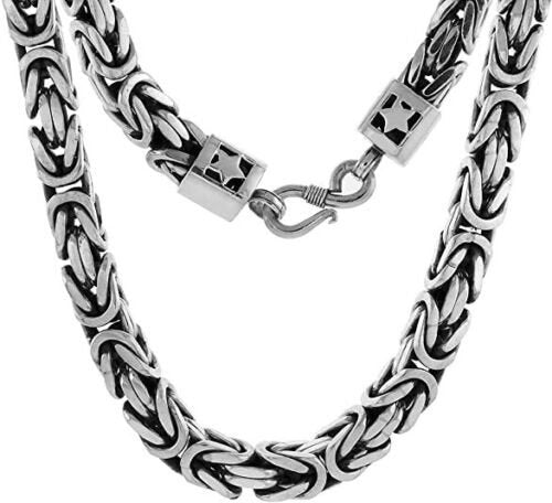 925 Sterling Silver 10mm Round Antiqued Finish Byzantine Chain