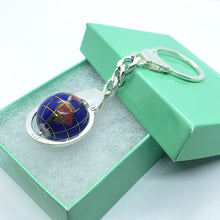 Load image into Gallery viewer, 925 Sterling Silver Globe Round Keychain Keyring
