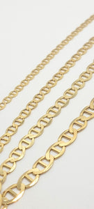 10K Solid Yellow Gold Mariner 3.2mm ~ 6mm Chain Bracelet Necklace